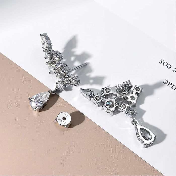 Pear Cut Moissanite Drop Earrings – D Color VVS1 Elegance SF