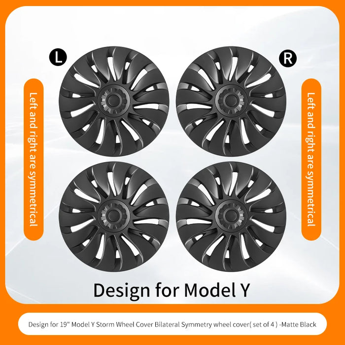 4PCS Wheel Cap Design For Tesla Model Y 2020-2024 19 Inch Right＆Left Hubcaps Cyclone Cover Wheel Cover Replacement Accessories - Samanta Factory