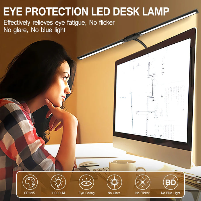 Double-Head LED Desk Lamp – Wide, Adjustable Lighting with 10 Brightness Levels