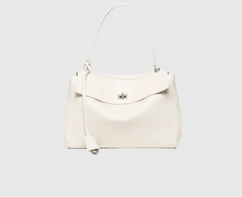 Cow Leather Shoulder Bag – Soft Tote with Large Capacity SF