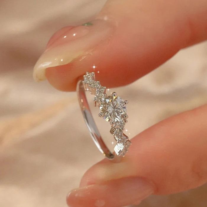 Moissanite Ring – S925 Sterling Silver 18K White Gold Plated