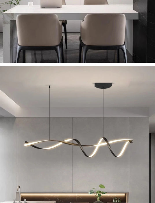 Modern LED Pendant Light – NEO Gleam Black Aluminum Chandelier with Remote Control - Samanta Factory