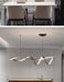 Modern LED Pendant Light – NEO Gleam Black Aluminum Chandelier with Remote Control - Samanta Factory
