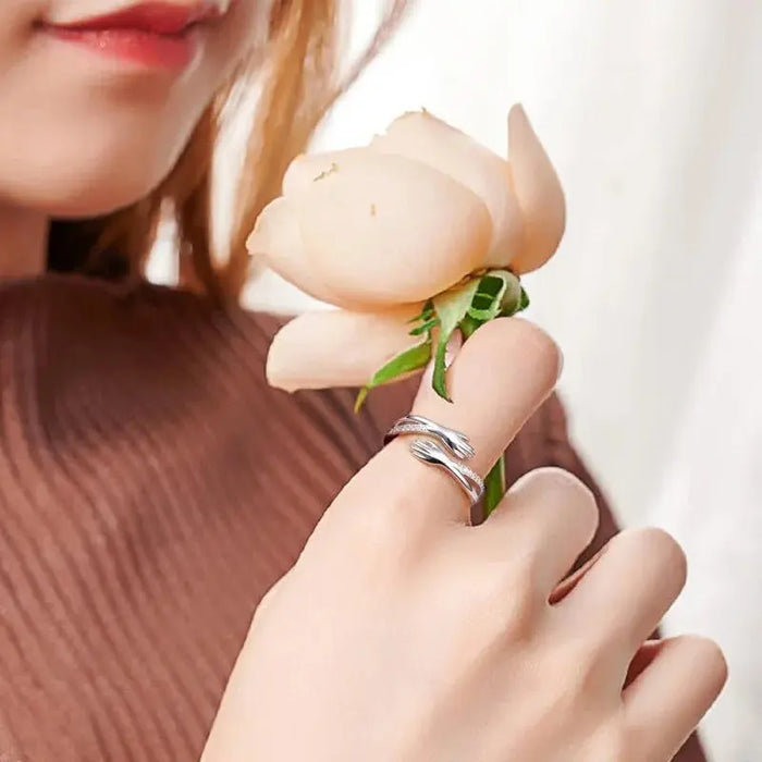 Geometric Silver Ring – Trendy Pave-Set Cubic Zirconia SF