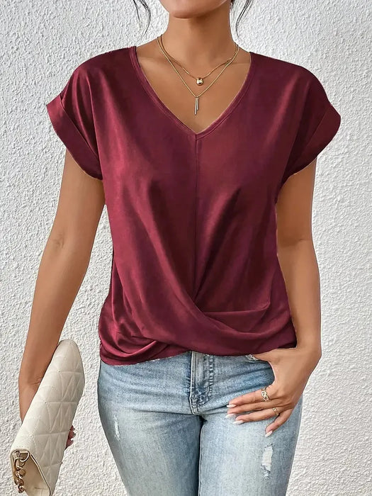 V-Neck Blouse - Casual Elegance for Office & Summer Days - Samanta Factory