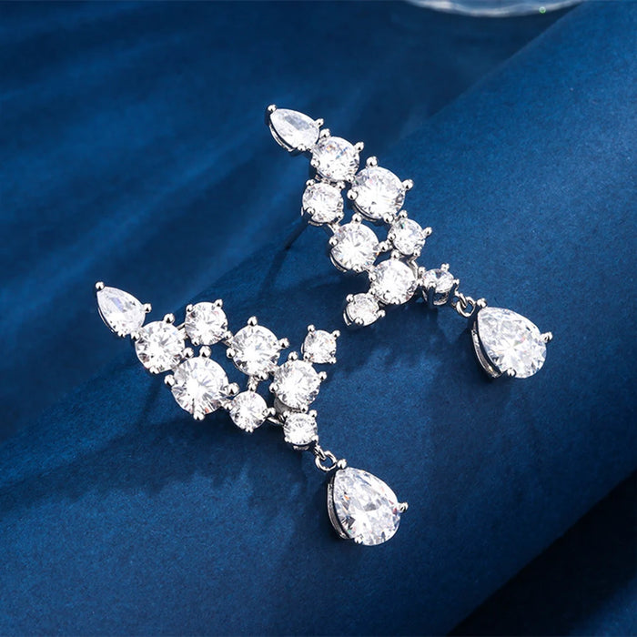 GRA certified pear-cut D color VVS1 moissanite drop earrings in 925 sterling silver