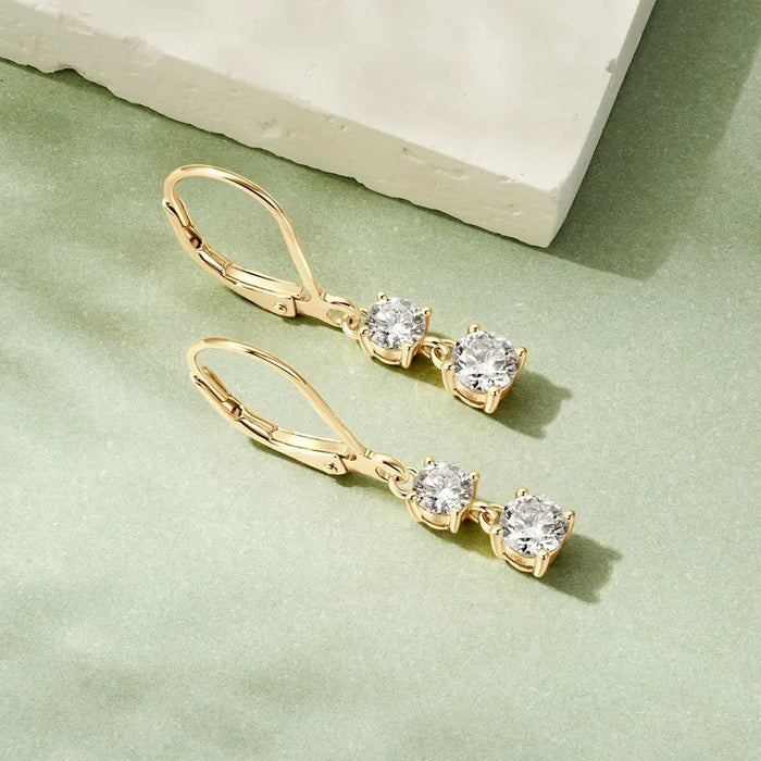 Moissanite Drop Earrings – D-Color Round Cut 925 Sterling Silver