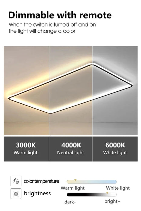 Modern Ultra-Thin LED Ceiling Light – Remote Control, Dimmable, Energy-Saving Lighting Fixture - Samanta Factory