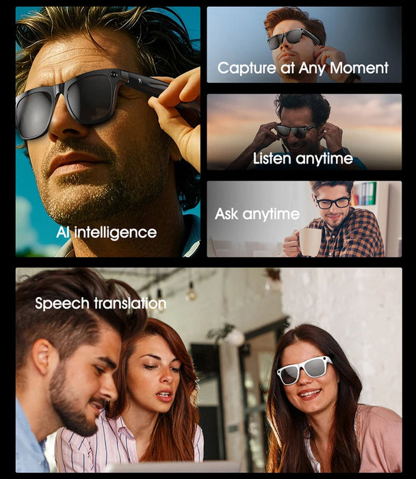 AI Smart Glasses with 6K Camera & Translation – Bluetooth Calling Music Photochromic Eyewear SF