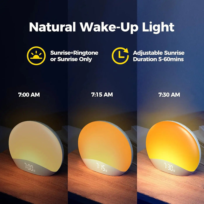 Sunrise Alarm Clock & Sound Machine – All-in-One Sleep Aid with Nature Sounds & Gentle Wake-Up Light