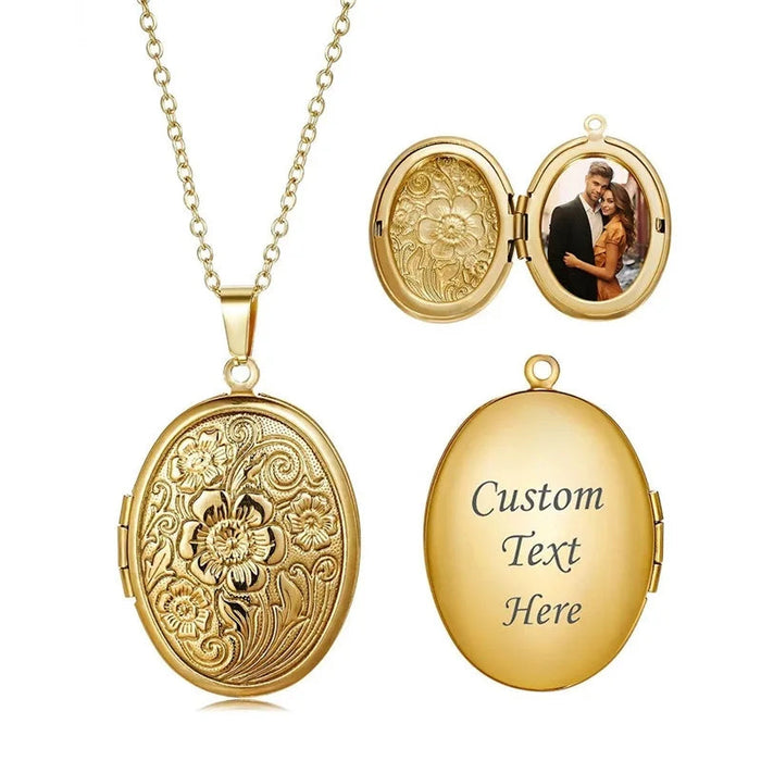 Custom Photo Locket Necklace – Personalized Heart Pendant for Men/ Women SF