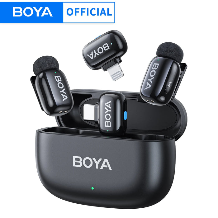 BOYA Mini 2.4GHz Wireless Lavalier Microphone Kit with Charging Case for iPhone & Android