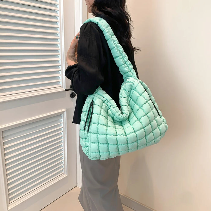 Women’s Puffer Shoulder Bag – Fashion Bubble Tote with Large Capacity