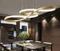 Modern iron-finish LED pendant light with over 20 LEDs and remote-controlled dimming for bedroom and hotel use