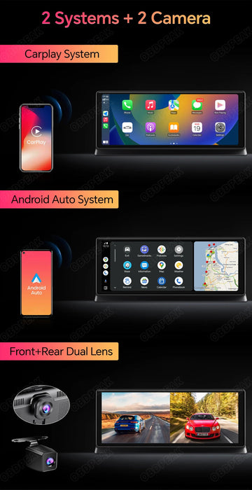 Smart Mirror Dash Cam 11.3" – Wireless CarPlay, Android Auto & 4K Dual Lens Recording Samanta Factory