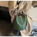 PU Leather Knitted Bucket Bag – Soft Casual Messenger Handbag for Women - Samanta Factory