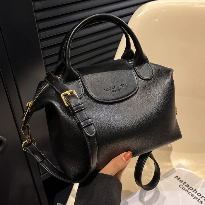 Compact Unisex Barrel-Shaped Crossbody Bag with Modern Flap Design - Samanta Factory