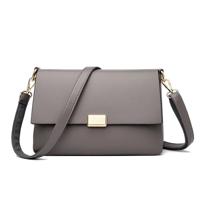 Women’s Genuine Leather Shoulder Bag – Square Ruched Handbag with Hasp Closure - Samanta Factory
