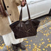 Vintage PU Leather Shoulder Tote – Soft Casual Bag with Lock Closure - Samanta Factory