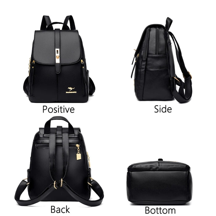 Women’s Leather Backpack – Fashionable White Shoulder Bag for Travel & School - Samanta Factory