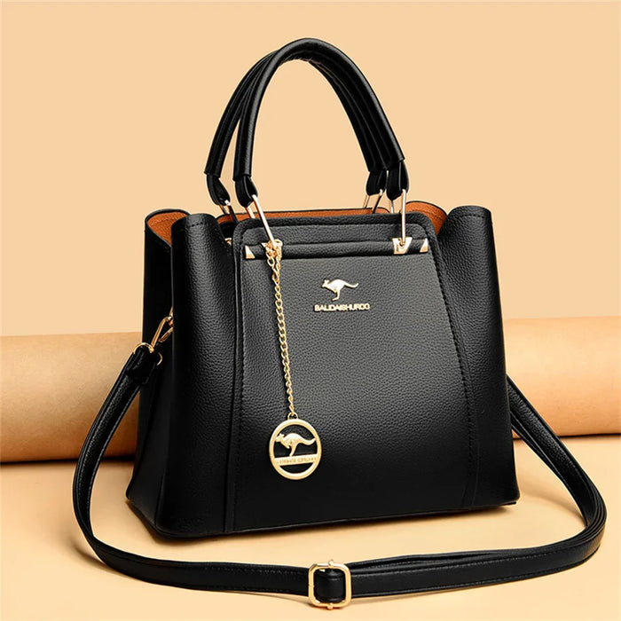 Women’s Soft PU Leather Handbag – Fashionable Casual Tote with Sequined Detail - Samanta Factory