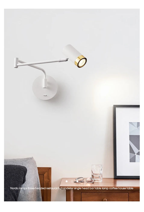 Modern Wall-Mounted LED Lamp – Adjustable Swing Arm with Warm/Cold Light for Bedrooms & Living Rooms - Samanta Factory