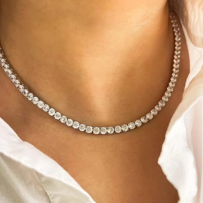 Moissanite Tennis Necklace – GRA Certified S925 Silver Sparkle