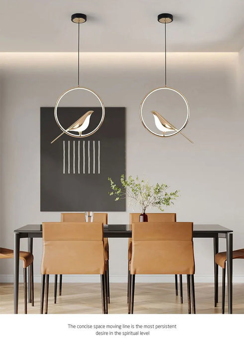 Bird Pendant Light – Modern Gold & Silver Hanging Lamp with Rotatable Magpie Design