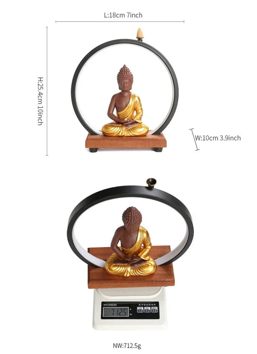 Ceramic Sakyamuni Buddha Incense Burner with LED Light - Samanta Factory
