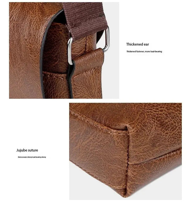 Men’s Business Satchel Bag – Slim PU Leather Shoulder Bag SF