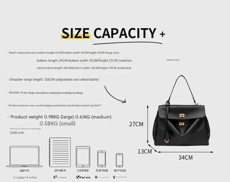 Microfiber Leather Shoulder Bag – Large Square with Lock SF