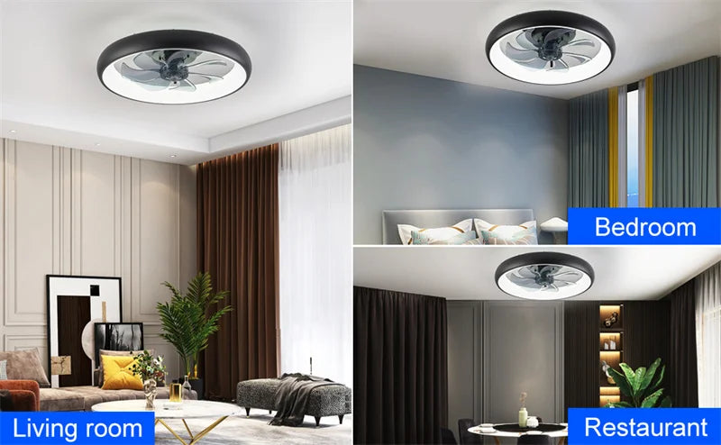 Smart Ceiling Fan with Light – Remote-Controlled Retractable Blades & Dimmable LED - Samanta Factory