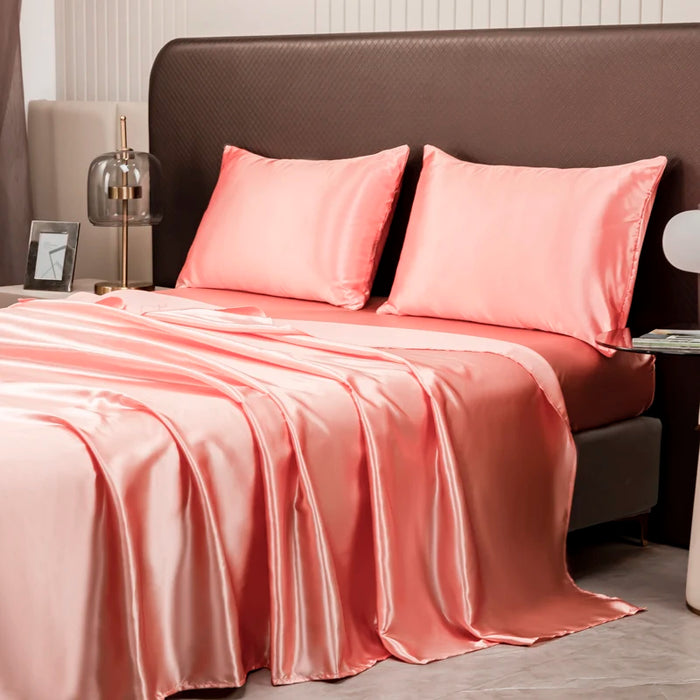 KISS NEST Satin Bed Sheet Set – Smooth 200TC Polyester, Twin to King Sizes - Samanta Factory