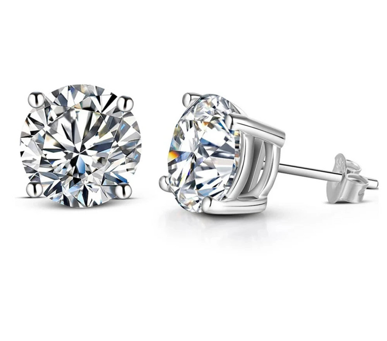 Moissanite Stud Earrings – 2ct D-Color Round Cut