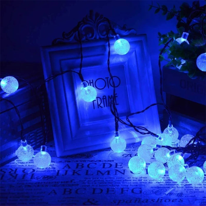 Solar Crystal Globe String Lights – 60 LED Waterproof Fairy Lights with 8 Lighting Modes - Samanta Factory