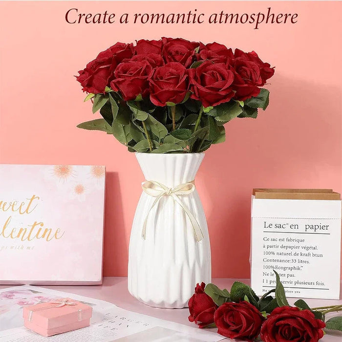 Velvet Artificial Roses – Real Touch 50PCS Bouquet for DIY & Decor Samanta Factory