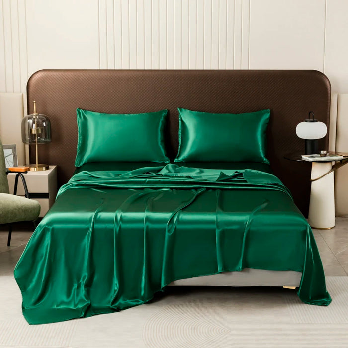 KISS NEST Satin Bed Sheet Set – Smooth 200TC Polyester, Twin to King Sizes - Samanta Factory