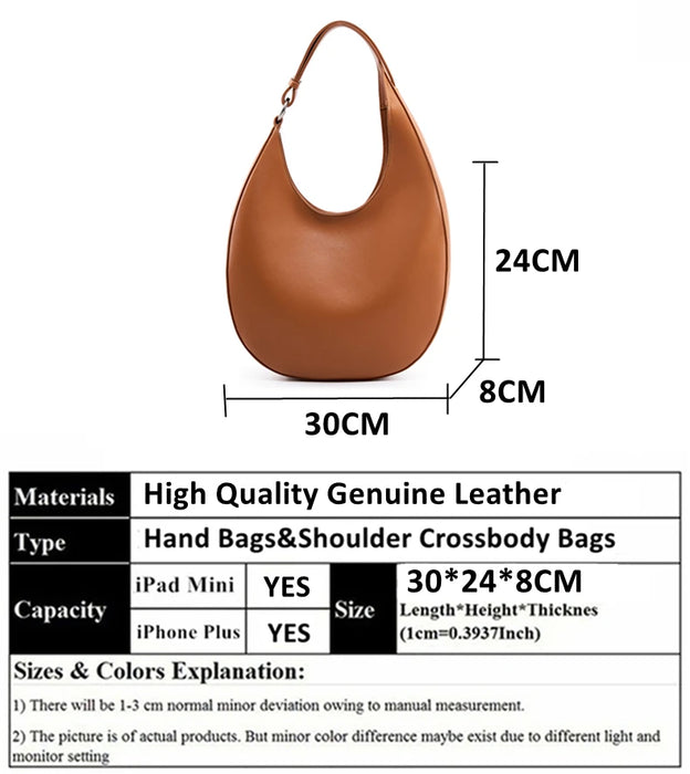 Half-Moon Shoulder Bag – Soft Versatile Leather Handbag for Women - Samanta Factory
