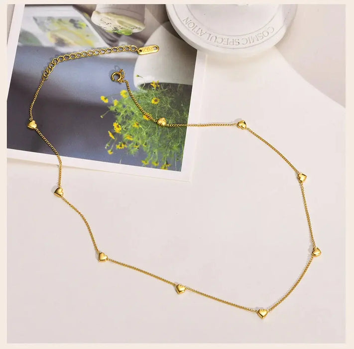 Heart Link Chain Necklace – Gold Stainless Steel Design SF