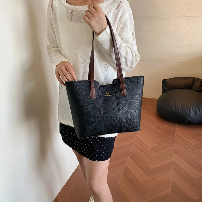 Luxurious Women’s Leather Shoulder Bag – Stylish Microfiber Synthetic Leather Casual Tote - Samanta Factory