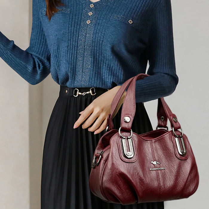 Women’s Tote Bag – Sequined Letter Design & Soft Leather Shoulder Handbag - Samanta Factory