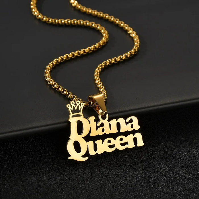 Custom Name Crown Necklace- Trendy Crown Name Necklace in Gold, Silver & Rose Gold SF