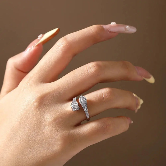 Double Snake Moissanite Ring – S925 Silver Adjustable Design SF