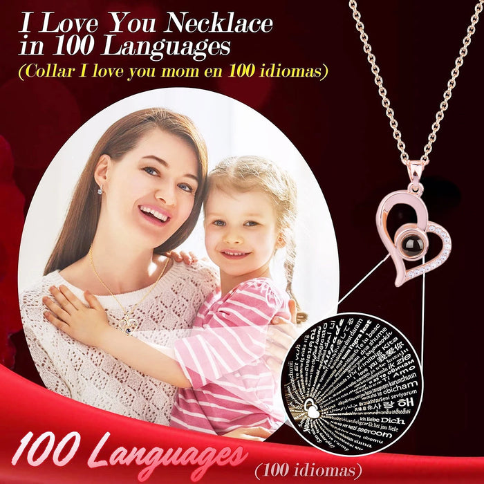 Eternal Preserved Rose Gifts – Moss Bear & Jewelry Box with “I Love You 100 Languages” Necklace - Samanta Factory
