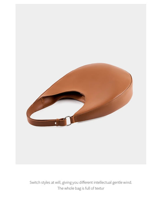 Half-Moon Shoulder Bag – Soft Versatile Leather Handbag for Women - Samanta Factory