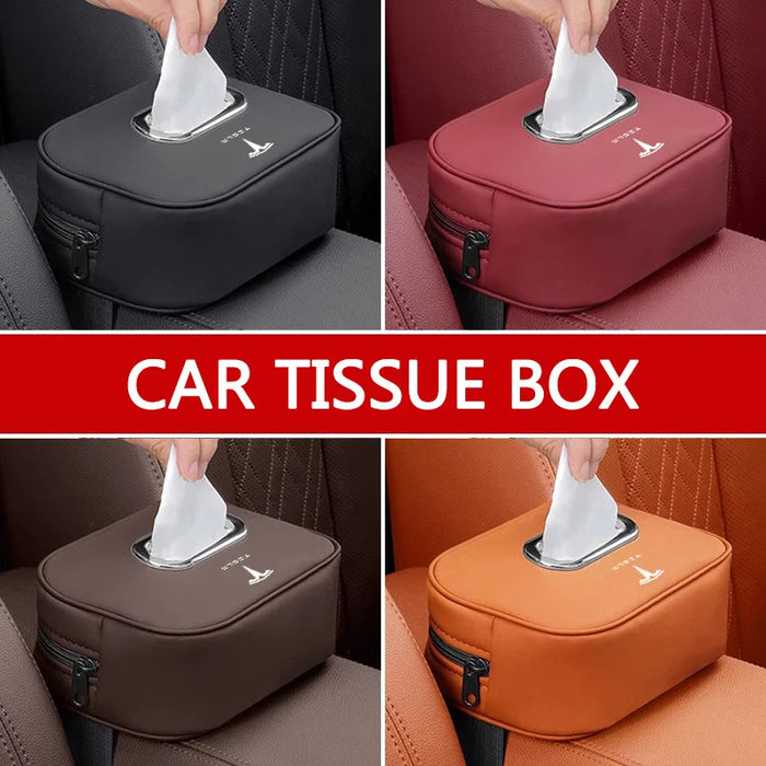 PU Leather Car Tissue Holder – Seat Back & Door Storage