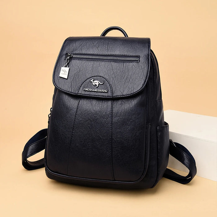 High-Quality Leather Backpack for Women – Large Capacity Travel & School Bag, Fashionable Mochila Shoulder Bag - Samanta Factory