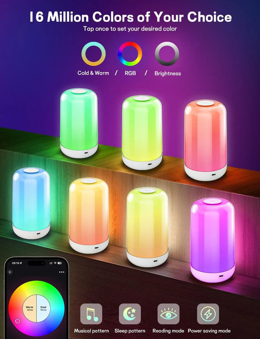 Smart RGB Night Light Lamp – Touch Control with App