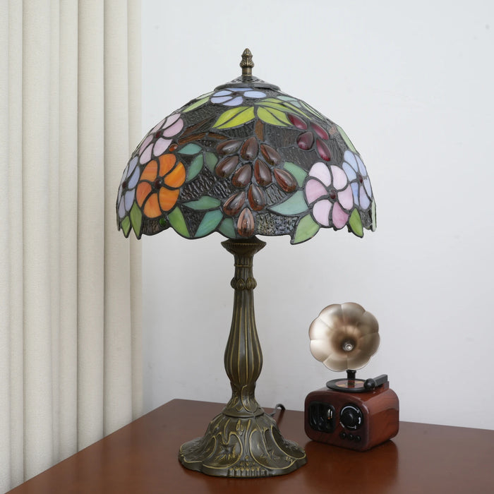Tiffany Style Table Lamp – Handcrafted Stained Glass with Vintage Metal Base - Samanta Factory
