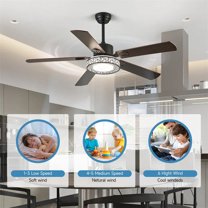 Smart Ceiling Fan with Light – Remote-Controlled Retractable Blades & Dimmable LED - Samanta Factory